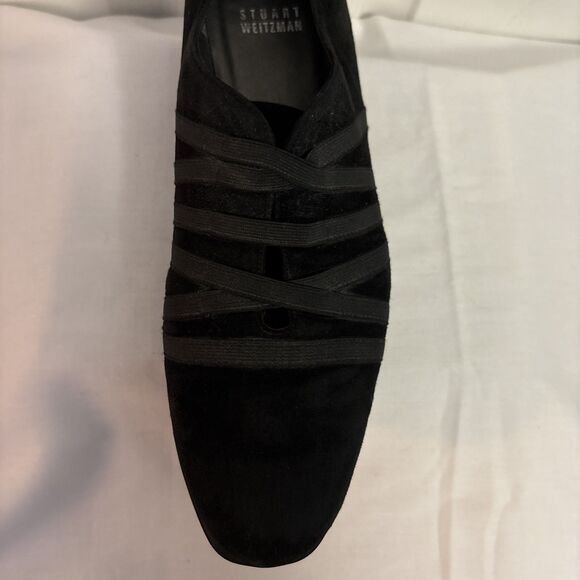 Stuart Weitzman Womens Black Suede Wedge Loafer Old Money Luxurious Latex sz 7.5 - Picture 10 of 16